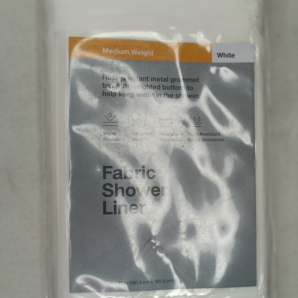 Room Essentials Super Soft PEVA Shower Curtain  White 71'' x 71'', inches, new